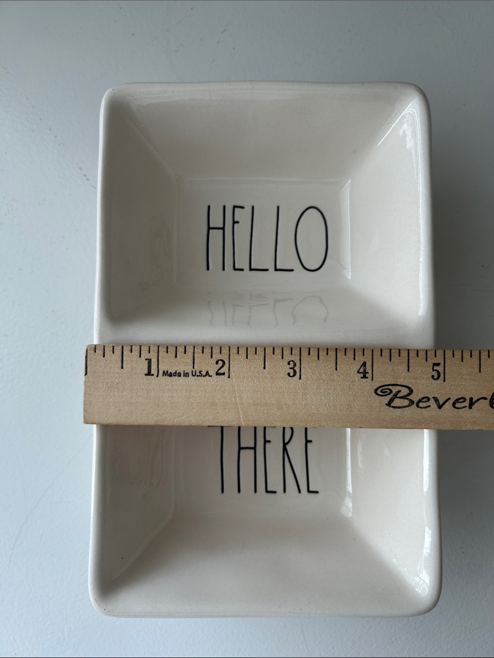 Rae Dunn Cream "HELLO" "THERE" Divided Serving Dish - Picture 4 of 5